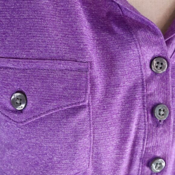 Marmot Top Womens Medium Purple Hoodie Henley Pockets Stretch Knit Blouse - Picture 11 of 13